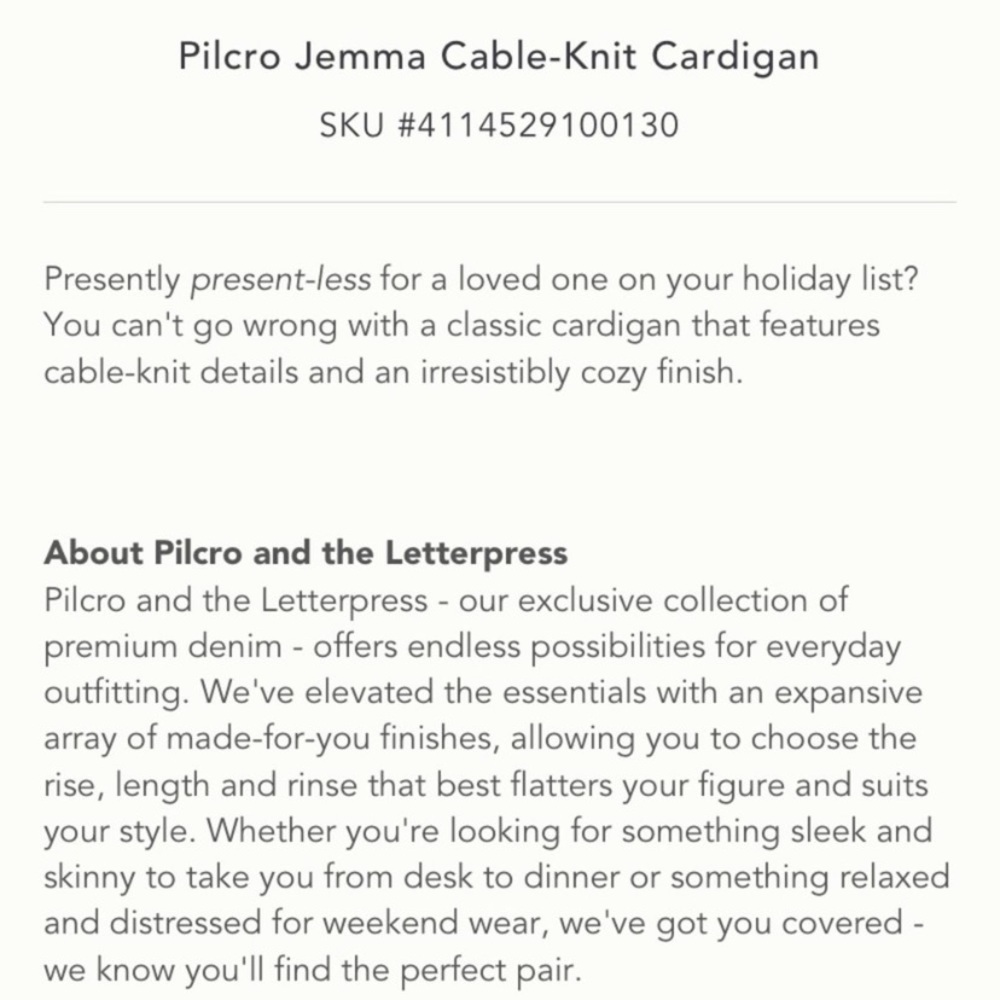 NWTAnthropologie Pilcro Jemma Cable-Knit Cardigan - Picture 7 of 9